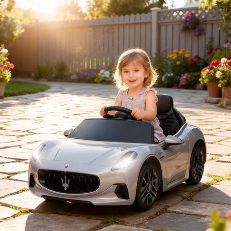 Gris - Voiture électrique 12V, 2 moteurs, démarrage doux, télécommande, ceinture, musique/klaxon/phares, 3-5 km/h