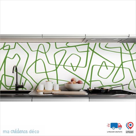 Crédence : Lignes fluides - Couleur Vert jaune - Alu composite - 60 - 120 (1/3)