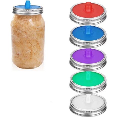 5Pcs Pot Mason Couvercle, Silicone Couvercles Fermentation SAS sans Eau Couvercle Germination (1/5)