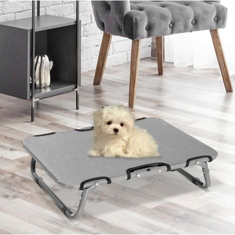Lit pour chien pliable d'extérieur 59 x 46 x 15 cm en Oxford 600D gris HAVRYA