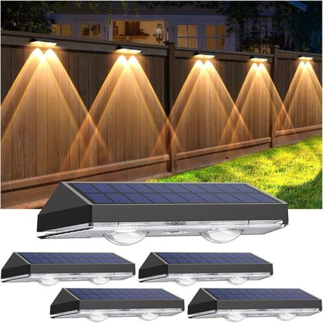Lot de 4 lampes solaires pour extérieur et jardin Applique murale solaire étanche pour la décoration de jardin Lampes de jardin LED pour terrasse