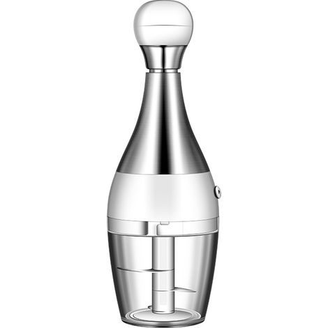 Mini hachoir manuel Coupe oignons , ail, légumes et condiments ultra-pratique, cuisine rapide et sans effort, appareil portable avec 3 lames rotatives et bol antidérapant. (1/5)