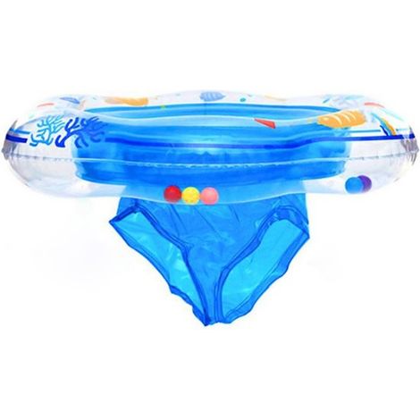 Flotador hinchable azul de 52 cm para bebés con asiento, doble airbag, para mayor seguridad en niños pequeños de 6 a 36 meses.