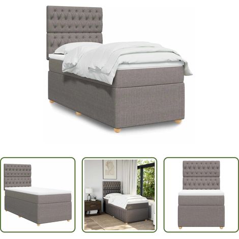 vidaXL Taschenfederkern - Boxspringbett mit Matratze Taupe 90x190 cm Stoff (1/5)