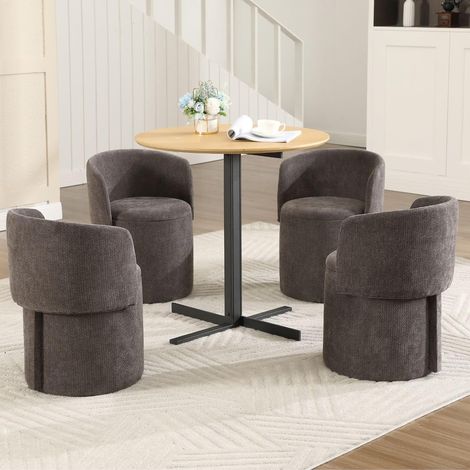 Wahson Esszimmerstühle 4er Set aus Chenille, Hocker mit Stauraum Küchenstuhl mit klappbarer Rückenlehne und verstecktem, Grau