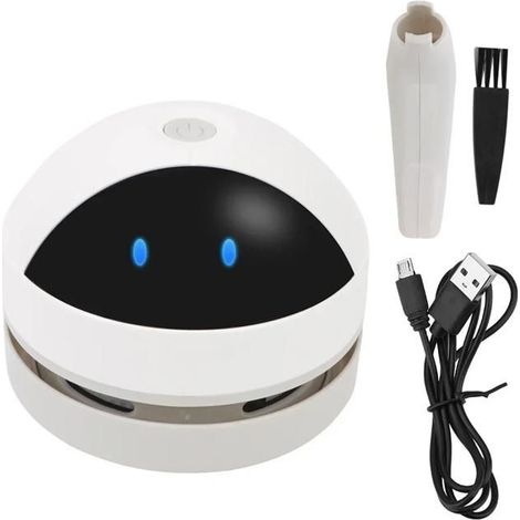 1 mini aspirateur de table, aspiration 360°, robot blanc sans sac, réservoir amovible, pour bureau clavier et espaces restreints (1/5)