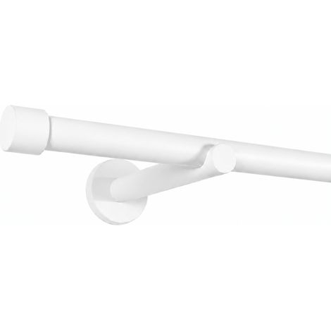 Gardinenstange auf Maß 19mm 1-läufig Weiß matt mit Kappe - Serie Trend 60cm (1/5)