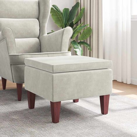 Tabouret avec pieds Tabouret de bar Chaise de bar - en bois Crème Velours BV490015 - BonneVie (1/4)
