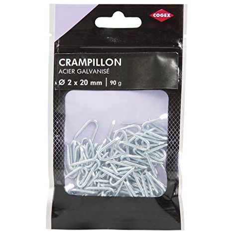 COGEX - CRAMPILLON ACIER GALVANISÉ - COULEUR: GRIS - Ø 2 X 20 MM - 90G - ASSORTIMENT EN LOT 85275