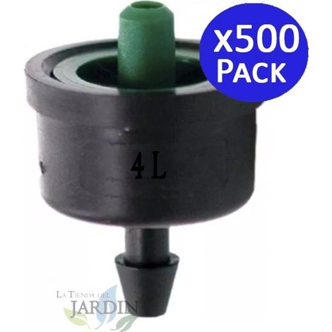 Pack 500 Gotero 4 litros para Riego agricola y jardineria. Gotero pinchado No Desmontable apto para microtubo