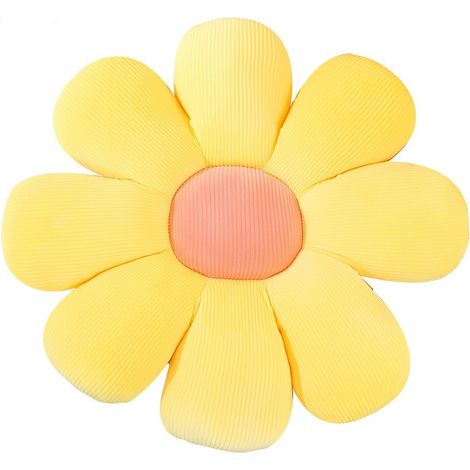 Coussin de sol- Coussin épaissi- Forme de la fleur, 55x55cm- Jaune (1/4)