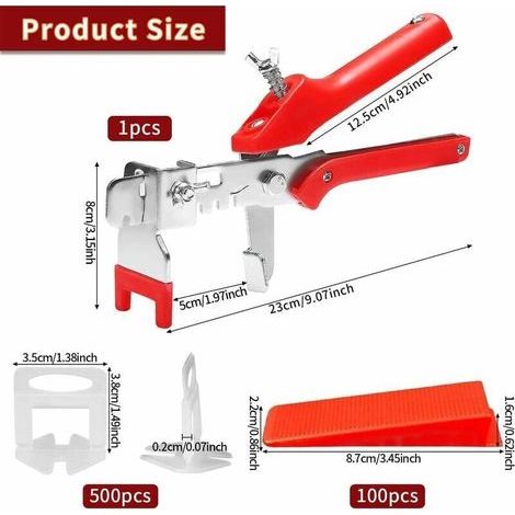 Kit Nivellement Carrelage avec 500 Pinces Cale Carrelage Pour Carreaux De 2 Mm, 100 Nivellement Carrelage Cales Réutilisables Et 1 Pince à Carreaux Pour La Pose De Carreaux Au Mur Et Au Sol - 601 Pièc (1/4)