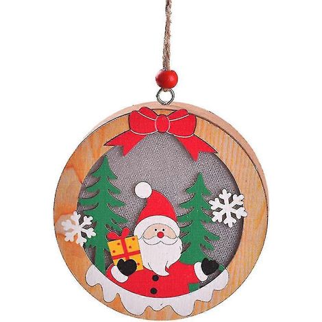 Weihnachtsmann-Anhänger, Weihnachtsschmuck, hölzerne Hängelampe (1/5)
