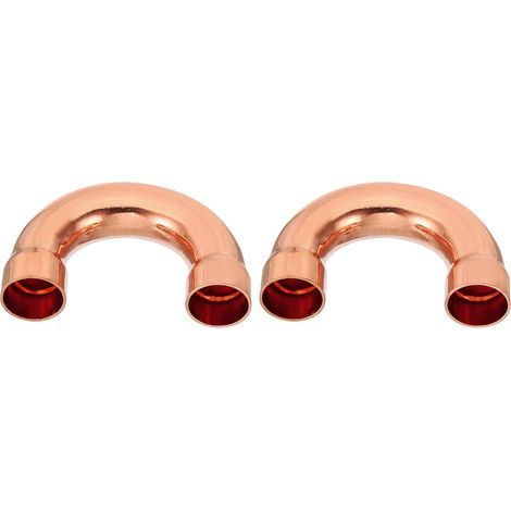 2pcs Raccord Coudé Cuivre pour Tuyaux Gaz, 22mm Tuyau d'Arrosage Durite Essence, Raccords Tuyauterie à Pression HVAC Climatisation Plomberie, Épaisseur 1mm - U Forme 3/4 Inch (1/5)