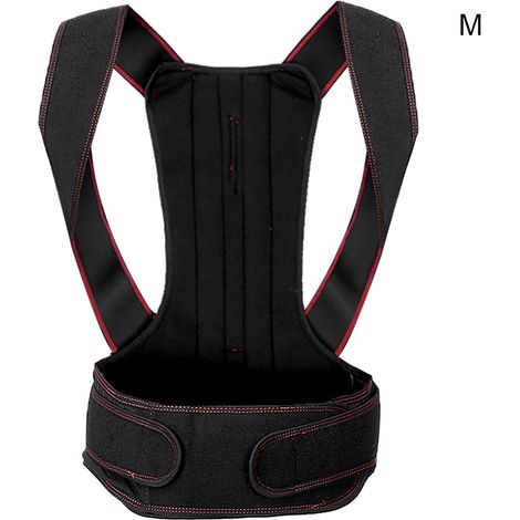 Correcteur de posture réglable unisexe, ceinture de correction dos voûté, soutien lombaire rouge M (1/5)