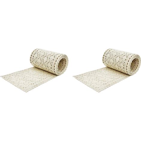 Chemin de table en macramé beige crème style bohème (15 x 200 cm), style vintage rustique au crochet, idéal pour un mariage. (1/5)