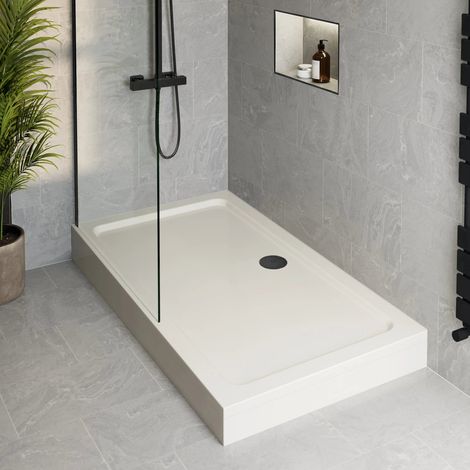 1600 x 700mm Bathroom Non Slip Shower Tray Easy Plumb for Enclosure Free Waste (1/3)
