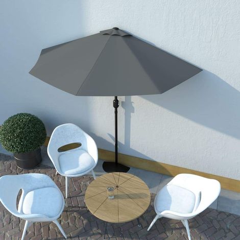 Sombrilla de balcón semicircular palo aluminio gris 270x144 cm vidaXL