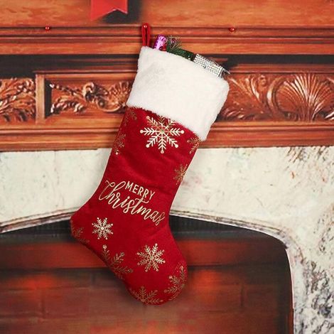 Chaussette de Noël rouge - idéale pour décorer sapins, cheminées, escaliers, portes, murs, fenêtres, etc. - 1 pièce (1/5)