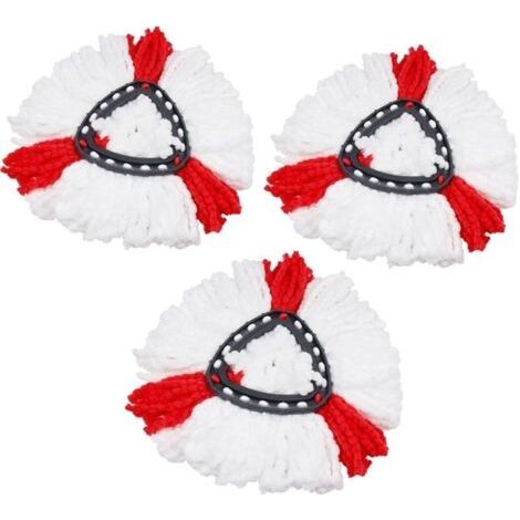 Tête de balai de rechange, recharges de têtes de balai en microfibre compatibles avec le balai turbo triangulaire(3 pièces rouges) (1/5)