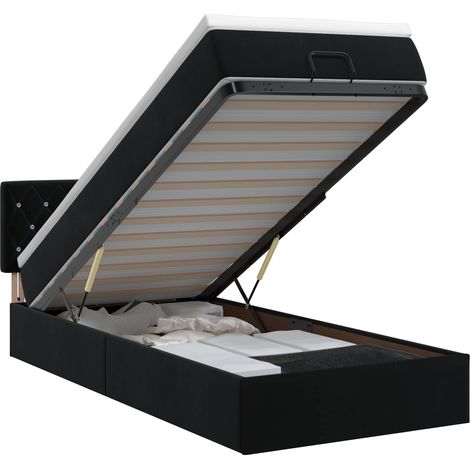 vidaXL Letto ottomano con materasso Nero 90 x 190 cm Velluto (1/5)