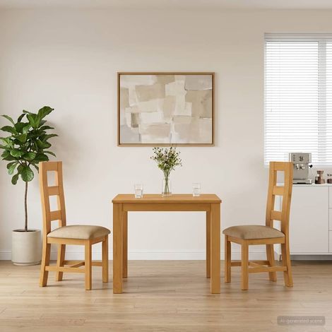 vidaXL Ensemble de salle à manger 3 pc Beige Bois de chêne massif (1/5)