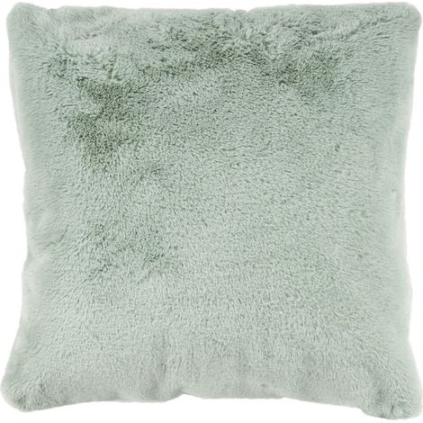 Joy - coussin - en fausse fourrure - 48x48 cm - vert sauge (1/4)