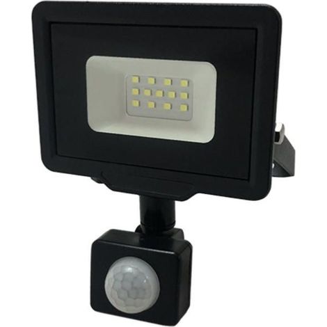 Projecteur LED 10W IP65 Noir avec Détecteur de Mouvement - Blanc Froid 6000K - 8000K - (1/3)