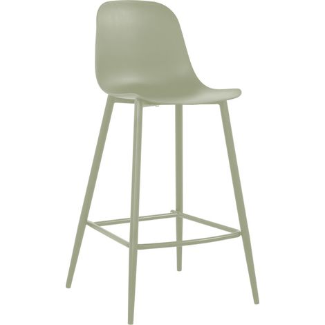 Lot de 4 tabourets de bar intérieur et extérieur en plastique et métal H65cm - Vert - Portland (1/5)
