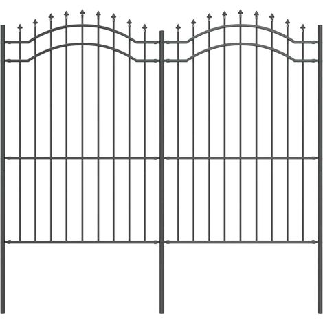Garden Fence Grey 215 cm Powder-coated steel vidaXL