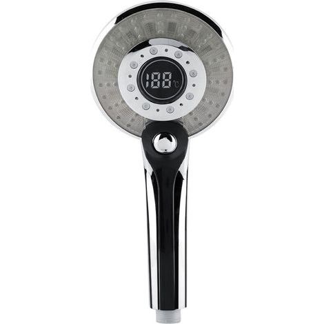 Digital handheld shower head – 3 spray modes – LED temperature control light – Durable ABS material (1/5)