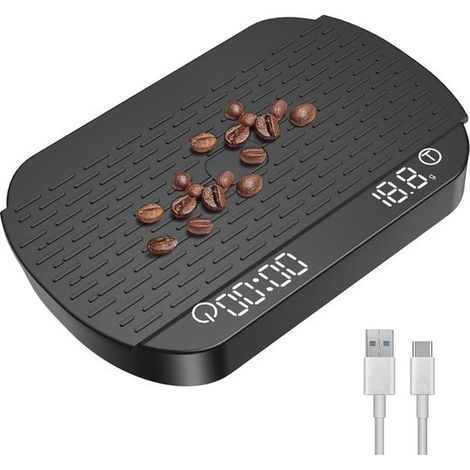 Balanza digital para café con temporizador, Minibalanza electrónica de alta precisión para alimentos, 3 kg/0,1 g, Ideal para espresso, Carga USB (1/5)
