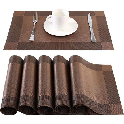 Tovagliette (set da 6 pezzi) - Antiscivolo, lavabili, in PVC, antigraffio, resistenti al calore e alle macchie, ideali per cucine e sale da pranzo. (1/4)