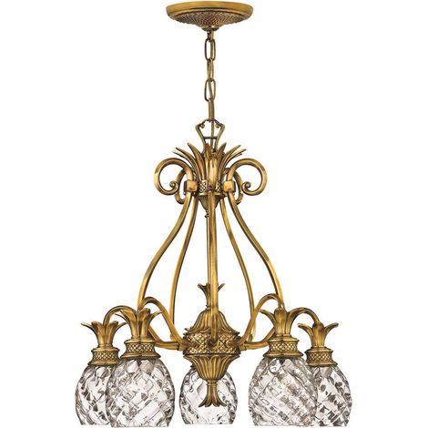 Lampadario Contemporaneo Plantation Ottone Bronzo Brunito Vetro 5 Luci E27 (1/5)