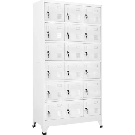 Armadietto con 18 scomparti di sicurezza 90 x 40 x 180 cm metallo grigio 020046297