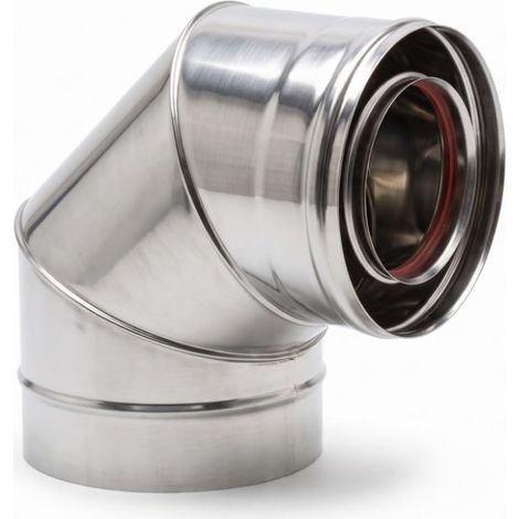 Maka Curva 90° Canna Fumaria Coassiale Doppia Parete Inox Ø 100/150 mm (1/4)