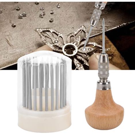 Bijoux Graver Outil, 23pcs Outils de réglage de Bijoux, Métal Perlant des Outils Bijoux, Tools for Setting Stones, Réglage Diamant Perle Grain Outil Gravure, pour DIY Fabrication de Bijoux Artisanat (1/5)