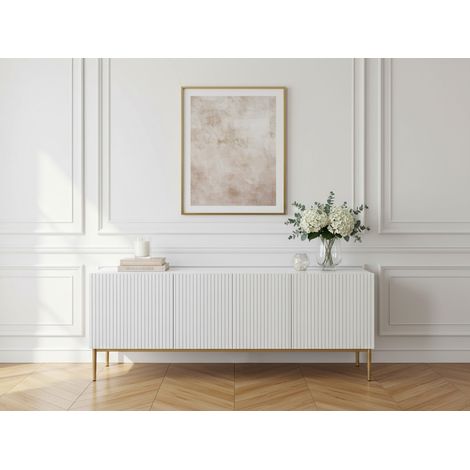 BOBOCHIC - Meuble TV 150 cm KASHA Pieds or Blanc (1/5)