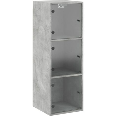 Maison Exclusive - Mobile a Muro con Ante in Vetro Grigio Cemento 35x37x100 cm