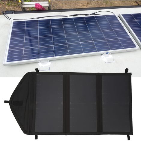 30-Watt-monokristallines Silizium-Solarpanel, faltbares Solarpanel, Batterieladegerät mit zwei USB-Anschlüssen und einer OBD2-Buchse zum Laden von Autos und Wohnmobilen. (1/5)