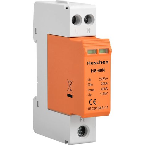 Dispositif de protection contre les surtensions SPD, HS-40N, 275 VAC 20 KA, 2P, ignifuge, parafoudre basse tension, montage sur rail DIN 35 mm (1/5)