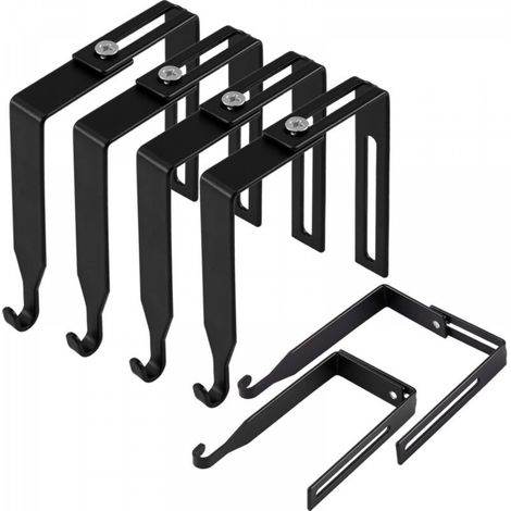 Lot de 4 crochets de porte universels réglables pour cloisons métalliques (noir) (1/5)
