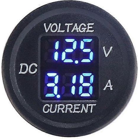 Voltmètre-ampèremètre numérique 9 V à 48 V CC, 0-10 A, affichage LED, pour motos et voitures électriques 12 V/24 V, bleu (1/5)