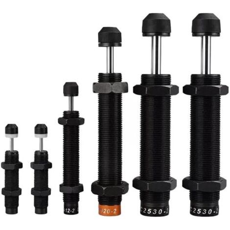 Amortisseur de pression d'huile hydraulique Ressort cylindrique réglable Corps en acier au carbone Tige en acier inoxydable Contrôle de vitesse industrielle Amortisseur AC0806 Noir (1/5)