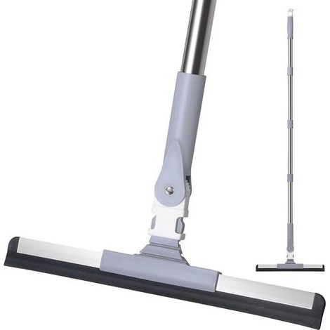 Balai Raclette Sol avec Long Manche(120cm), Balai en Caoutchouc pour Le Nettoyage de Poussière, Liquides et Poils d'animaux, pour Bois Dur, Carrelage, Cuisine, Douche, Salle de Bain (1/5)