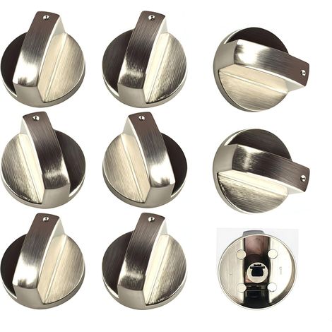 XEPHO 8 Boutons de Commande en Métal,Bouton de Commande Universel,outon Cuisinière à Gaz, boutons en métal argenté pour cuisinière à gaz,four ou plaques de cuisson (1/5)