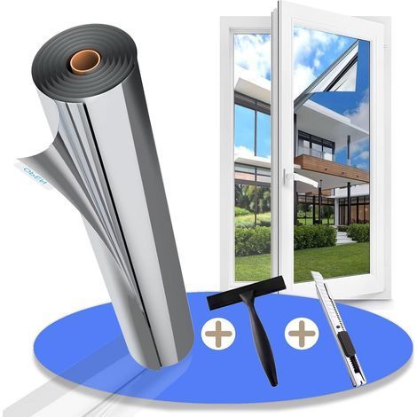Wärmedämmende Fensterfolien – 45 x 200 cm – Sonnenschutzfolien – Innen- und Außenspiegelfolien – Sichtschutzfolien (1/5)
