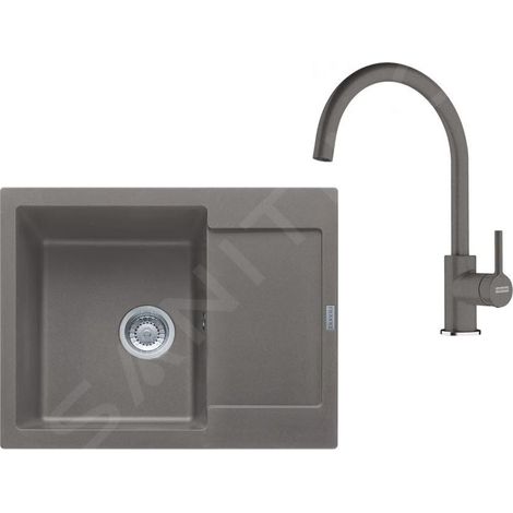 Franke - Set de cuisine G275ŠK, évier en fragranit MRG 611-62 + robinet FC 6018.084, gris pierre 114.0700.793 (1/4)