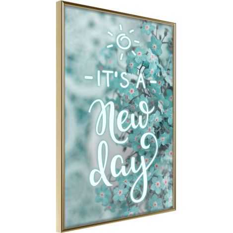 Affiche Murale Encadrée "New Day" 40 x 60 cm Or (1/2)