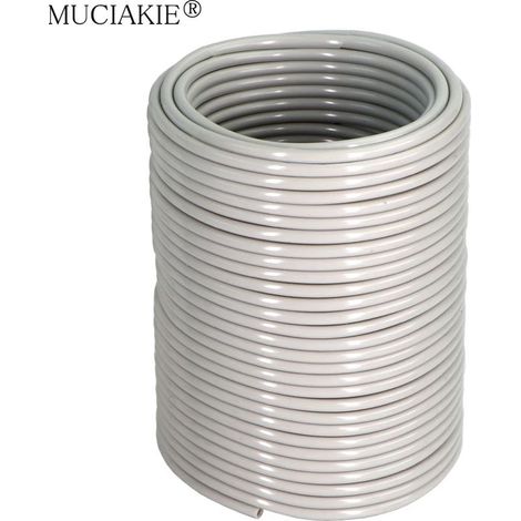 Tuyau d'irrigation goutte à goutte en micro-PVC (20 m) 1/4'' (4/7 mm), gris-blanc, pour jardin.